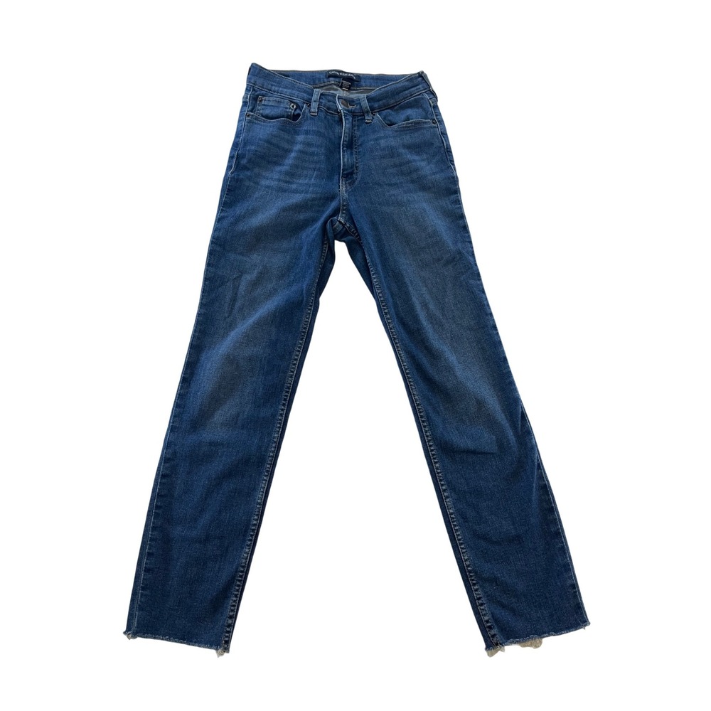 Calvin Klein Jeans Womens Size 26 Dark Wash High Rise Raw Hem Cropped Denim